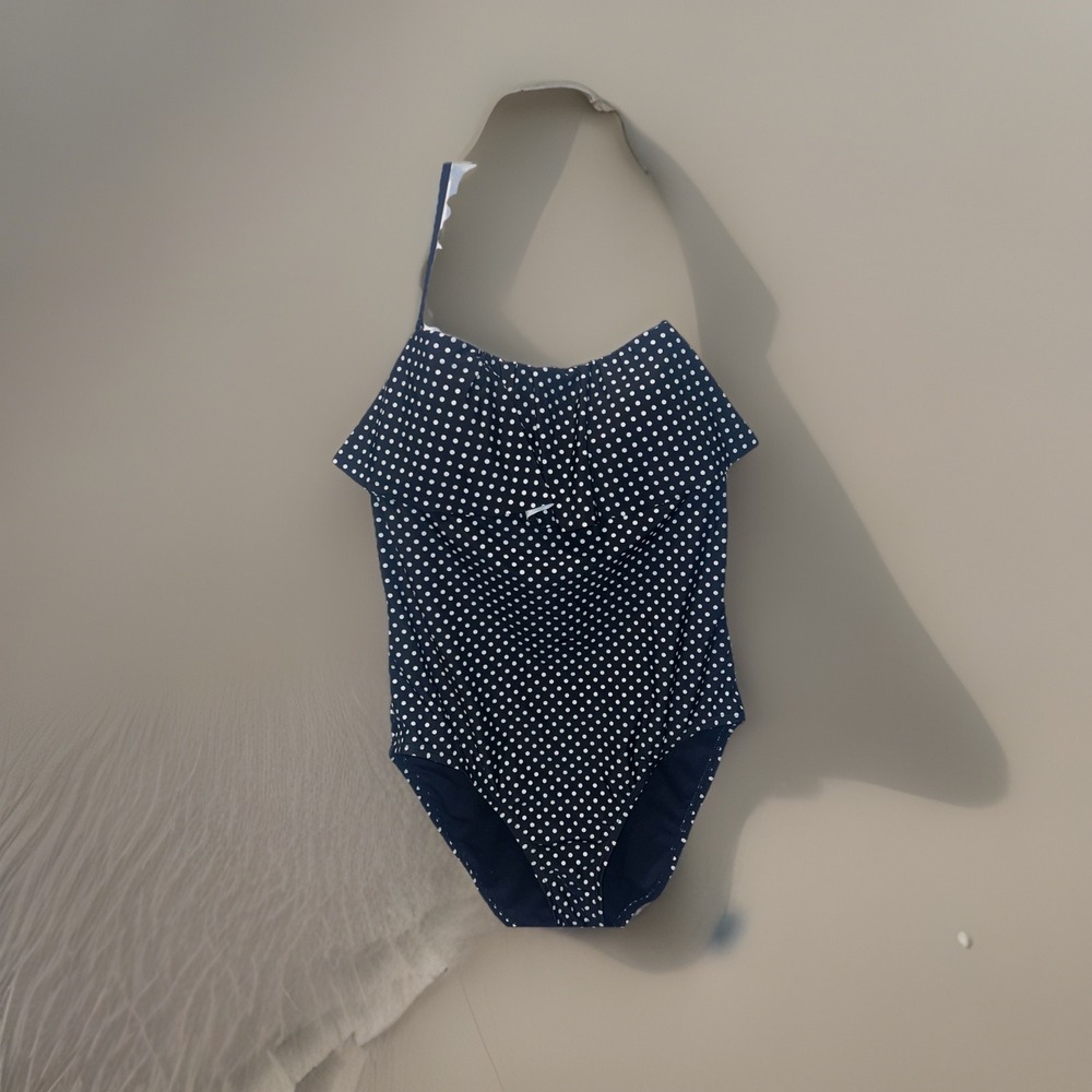 a.n.a Women's Dots One Piece Swimsuit, Black White, Size: L Supported Sides